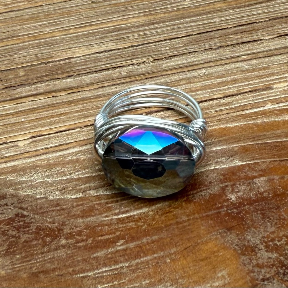 Handcrafted Silver Plated Wire-Wrap Ring Multicol… - image 3